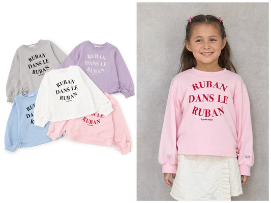 日本童裝 Ly# mine 側邊褶皺印花衛衣 100-150cm 女童款 冬季 TOPS