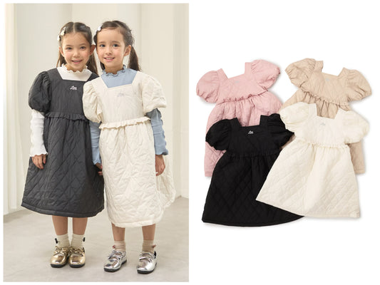 日本童裝 Ly# mine 絎縫夾棉蓬蓬連身裙 100-150cm 女童款 冬季 DRESSES
