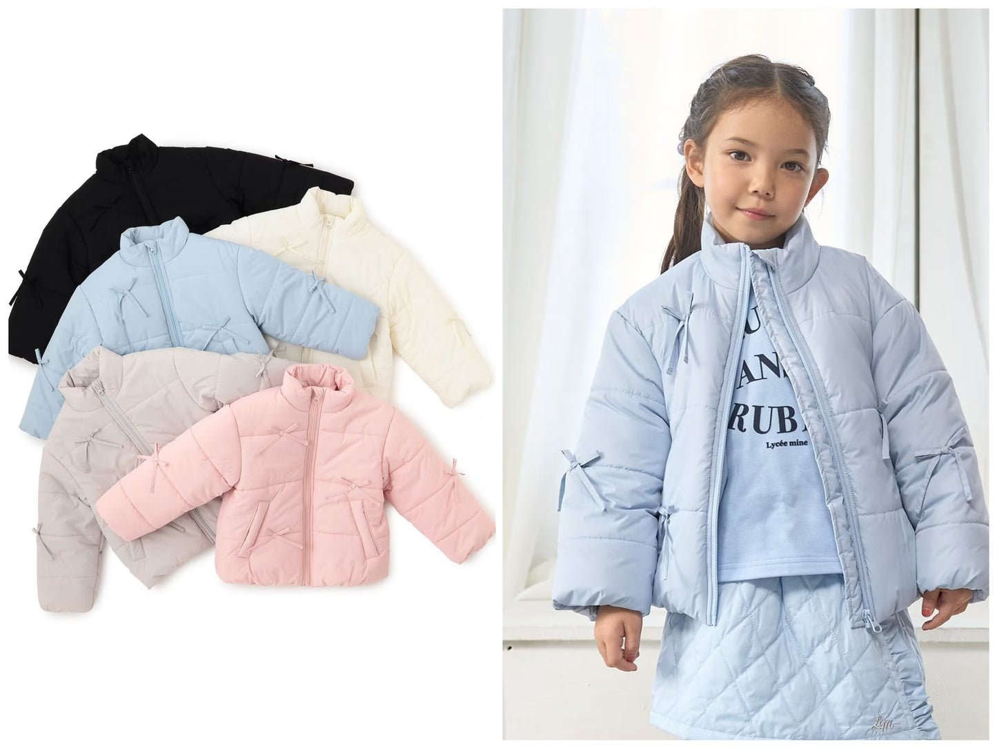日本童裝 Ly# mine 蝴蝶結夾棉外套 100-150cm 女童款 冬季 (適合寒冷天氣、溫度低天氣）OUTERWEAR