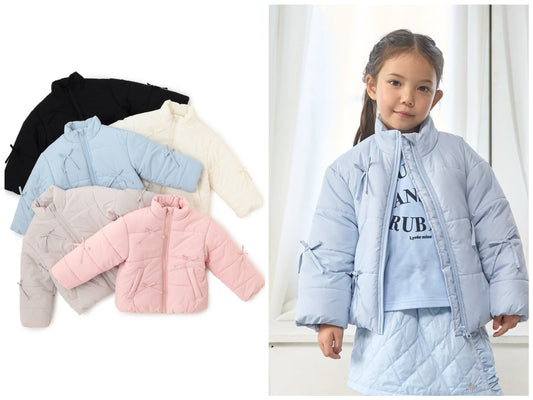 日本童裝 Ly# mine 蝴蝶結夾棉外套 100-150cm 女童款 冬季 (適合寒冷天氣、溫度低天氣）OUTERWEAR