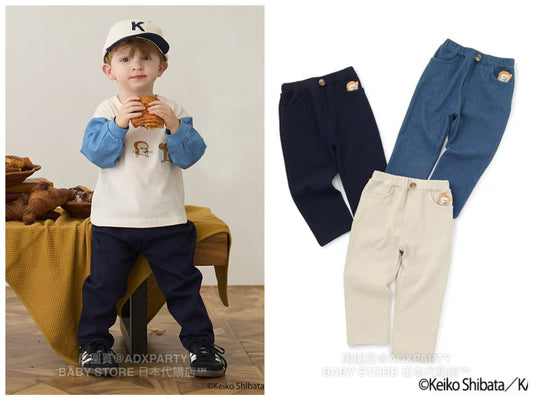 Japanese children's clothing pe#main x Bread Thief stretch casual pants 80-110cm boys' autumn PANTS 
