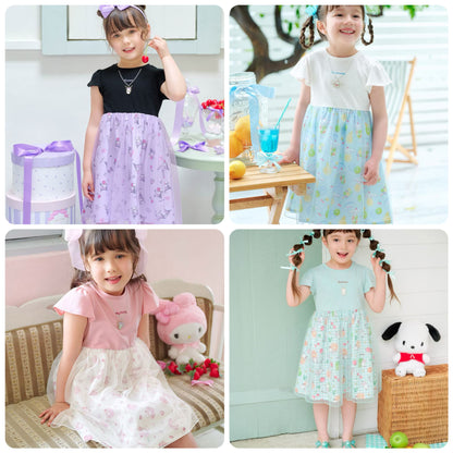 Japanese children's clothing aF#a325 x Sanrio necklace pattern dress 100-150cm girls summer dresses 