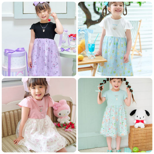 Japanese children's clothing aF#a325 x Sanrio necklace pattern dress 100-150cm girls summer dresses 