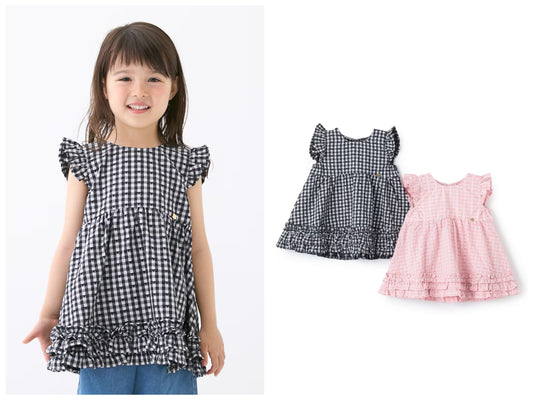 日本童裝 pe#main 心形格子上衣 80-130cm 女童款 夏季 TOPS