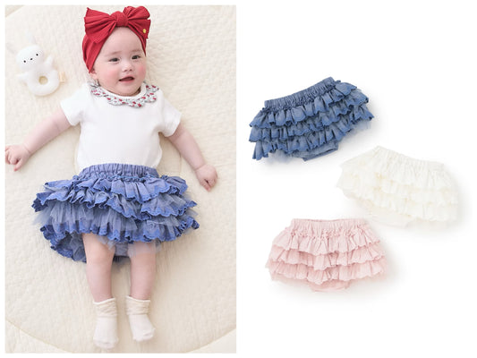 日本童裝 pe#main 蕾絲荷葉邊裙褲 70-80cm 女童款 初生嬰兒 夏季 PANTS