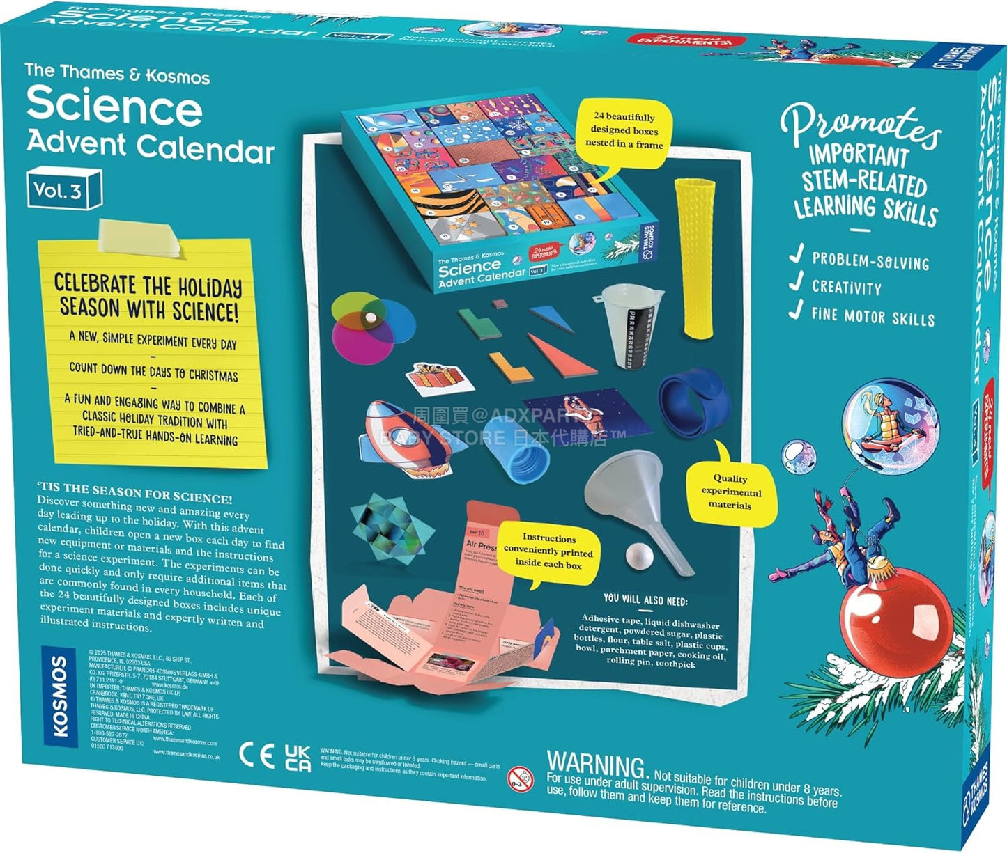 英美直送 Thames & Kosmos Science Experiments in Chemistry, Biology & Physics 聖誕倒數日曆 兒童款 聖誕快樂特輯 聖誕倒數日曆A 不參與$900免運 滿$900可加$25免運 Christmas Advent Calendars 2025