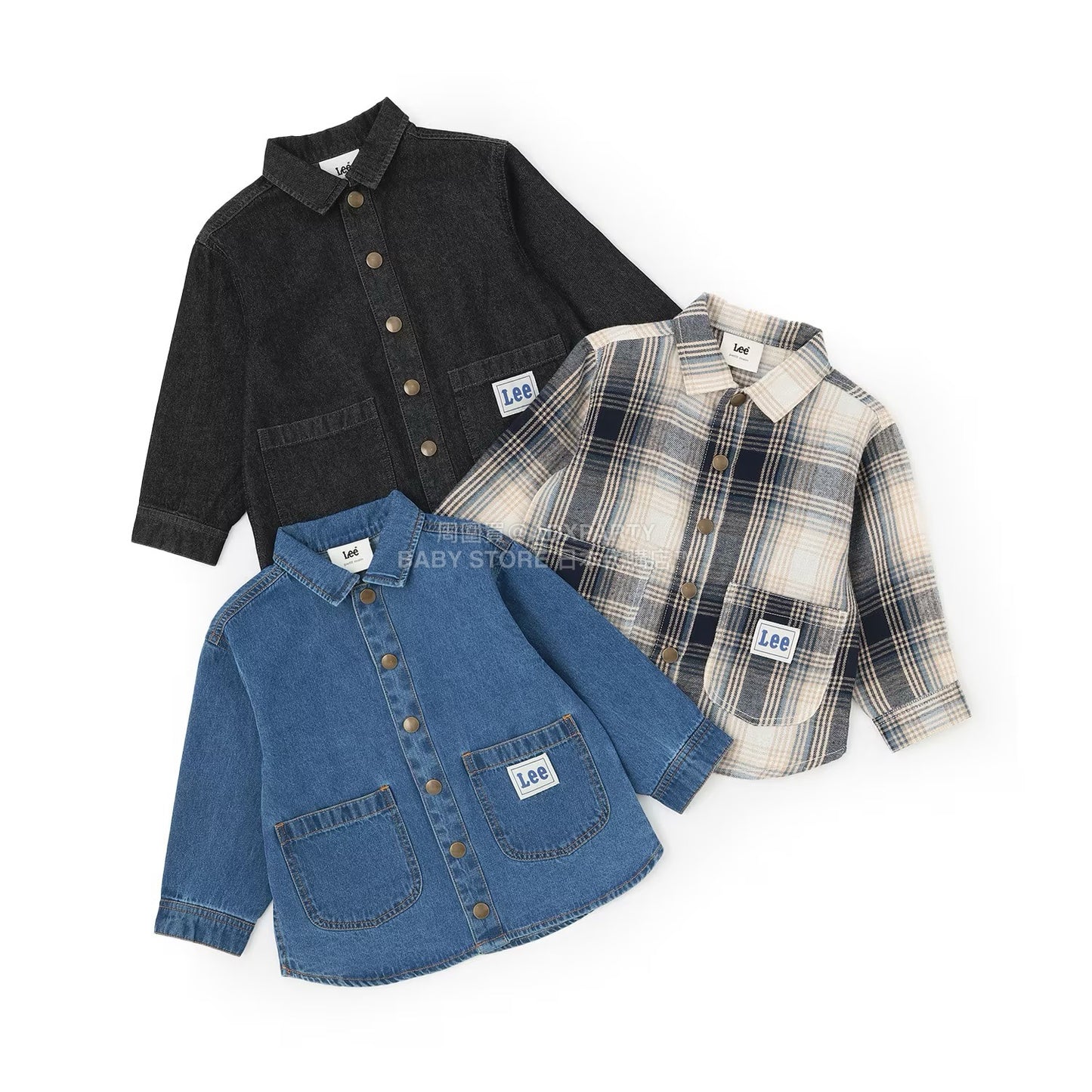 日本童裝 pe#main x Lee 牛仔或格紋襯衫 80-130cm 男童款 秋季 TOPS
