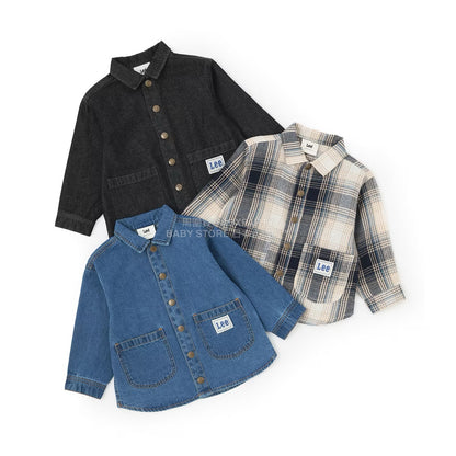 日本童裝 pe#main x Lee 牛仔或格紋襯衫 80-130cm 男童款 秋季 TOPS