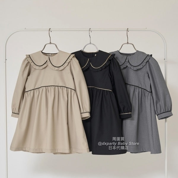 日本童裝 Ly# mine 領可拆 學院風連身裙 100-130cm 女童款 秋季  DRESSES 面試/宴會/表演