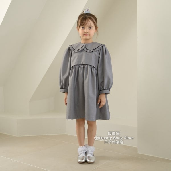 日本童裝 Ly# mine 領可拆 學院風連身裙 100-130cm 女童款 秋季  DRESSES 面試/宴會/表演