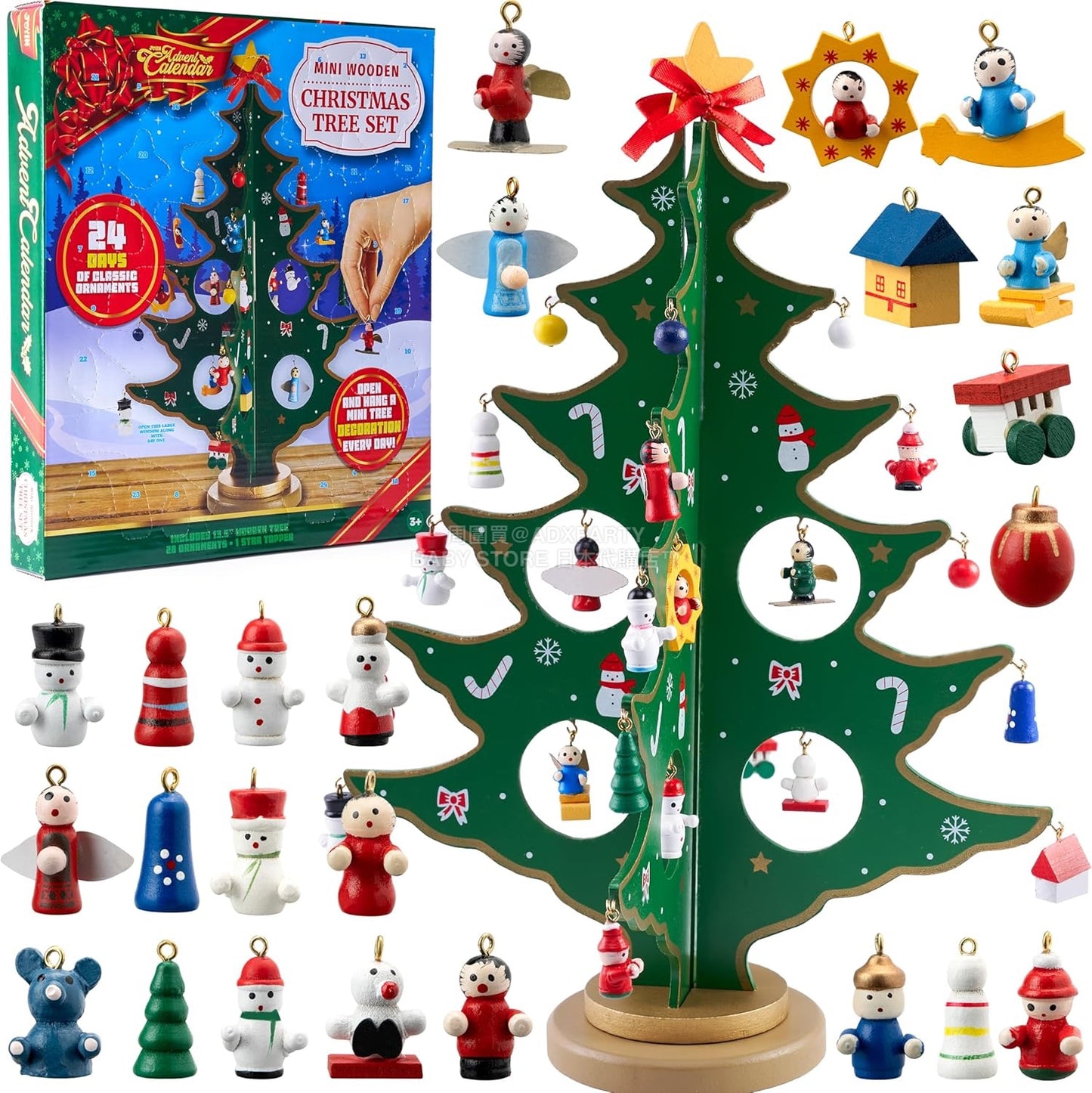 英美直送 Tabletop Wooden Christmas Tree 聖誕倒數日曆 大人款/兒童款 聖誕快樂特輯 聖誕倒數日曆A 不參與$900免運 滿$900可加$25免運 Christmas Advent Calendars 2025