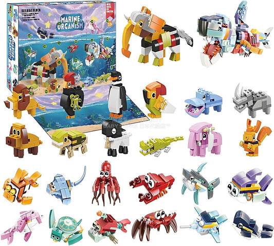 英美直送 Marine Animals Building Blocks Kids Toys 聖誕倒數日曆 兒童款 聖誕快樂特輯 聖誕倒數日曆 不參與$900免運 滿$900可加$25免運 Christmas Advent Calendars 2025