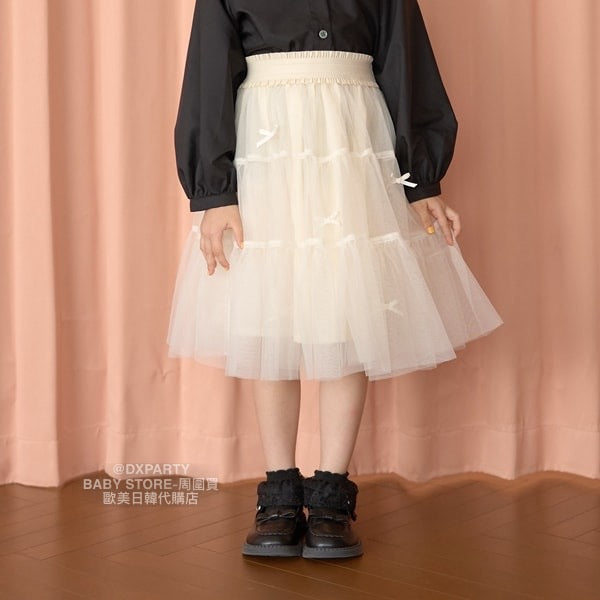 日本童裝 Ly# mine 蝴蝶結網紗裙 100-150cm 女童款 秋季 SKIRTS 新年紅