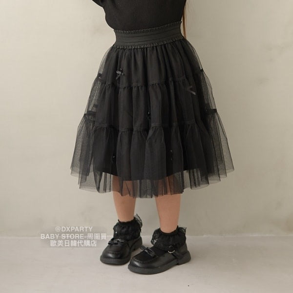 日本童裝 Ly# mine 蝴蝶結網紗裙 100-150cm 女童款 秋季 SKIRTS 新年紅