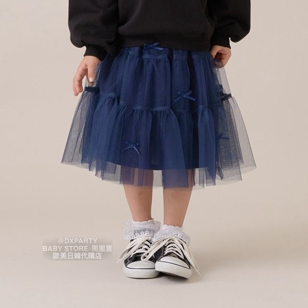 日本童裝 Ly# mine 蝴蝶結網紗裙 100-150cm 女童款 秋季 SKIRTS 新年紅