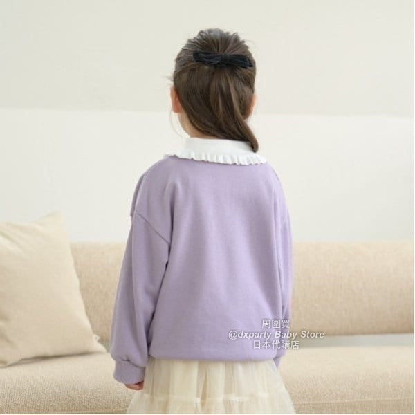 日本童裝 Ly# mine 荷葉領刺繡衛衣 100-150cm 女童款 秋季 TOPS