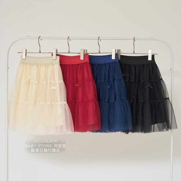 日本童裝 Ly# mine 蝴蝶結網紗裙 100-150cm 女童款 秋季 SKIRTS 新年紅