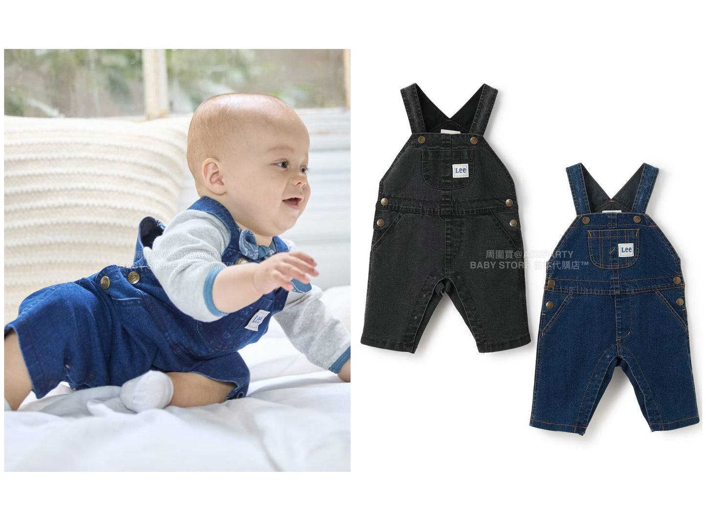 日本童裝 pe#main x Lee  牛仔背帶褲 70-80cm 男童款 初生嬰兒 秋季 Jumpsuit