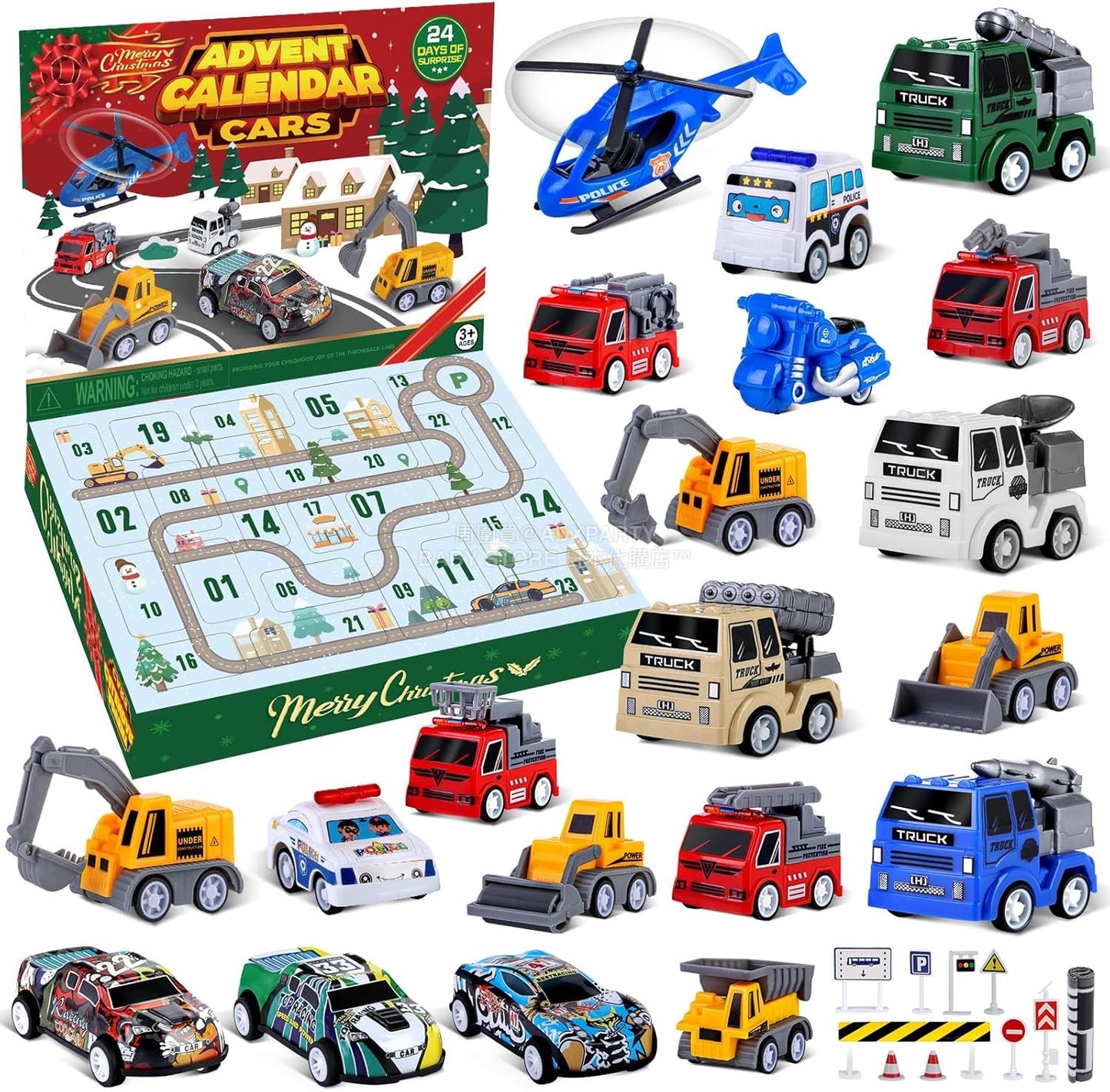 英美直送 Quanquer Pull Back Cars 回力車 聖誕倒數日曆 兒童款 聖誕快樂特輯 聖誕倒數日曆A 不參與$900免運 滿$900可加$25免運 Christmas Advent Calendars 2025