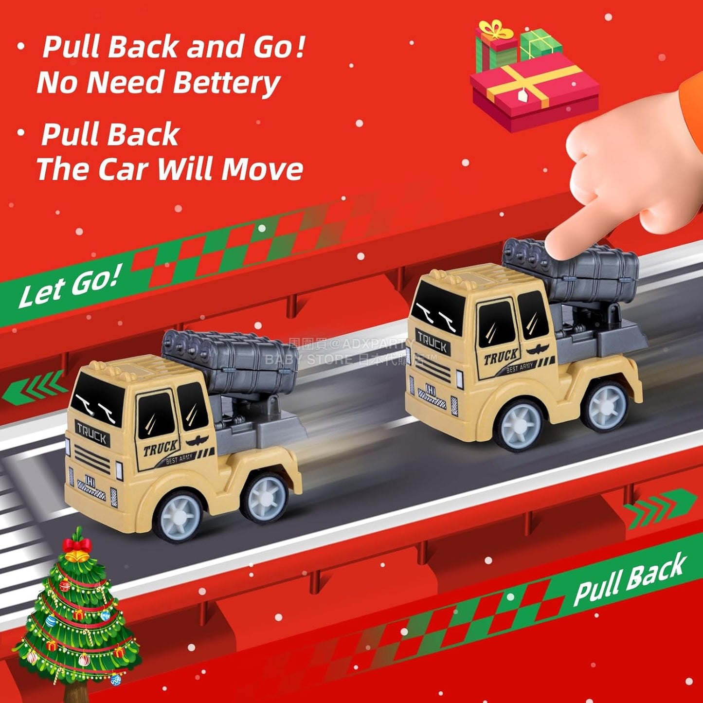 英美直送 Quanquer Pull Back Cars 回力車 聖誕倒數日曆 兒童款 聖誕快樂特輯 聖誕倒數日曆A 不參與$900免運 滿$900可加$25免運 Christmas Advent Calendars 2025