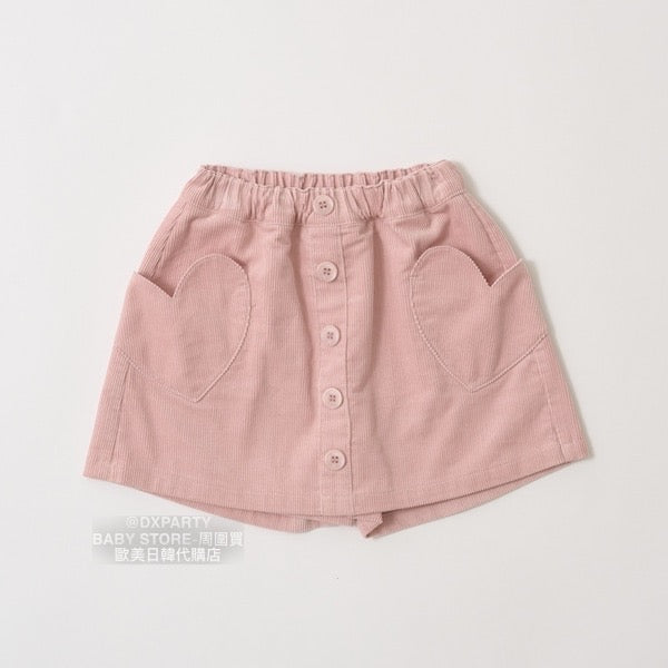 日本童裝 Ly# mine 燈芯絨心心袋短裙褲 100-150cm 女童款 秋季 SKIRTS PANTS