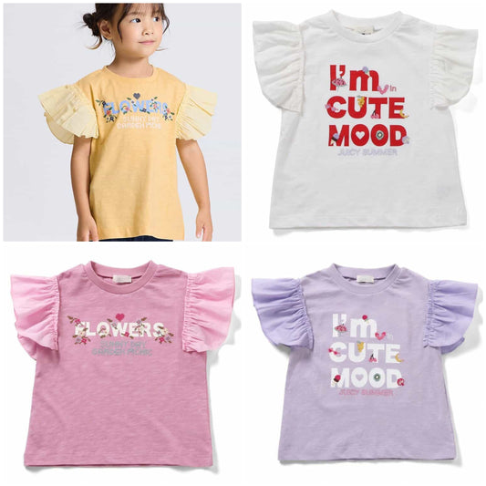 日本童裝 apres les cours 刺繡印花上衣 80-140cm 女童款 夏季 TOPS
