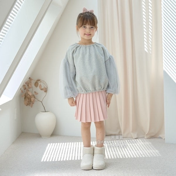 日本童裝 Ly# mine 抓毛 蕾絲泡泡袖衛衣 100-150cm 女童款 冬季 TOPS