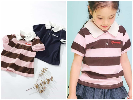 日本童裝 apres les cours 接觸冷感 polo蕾絲領上衣 80-140cm 女童款 夏季 TOPS