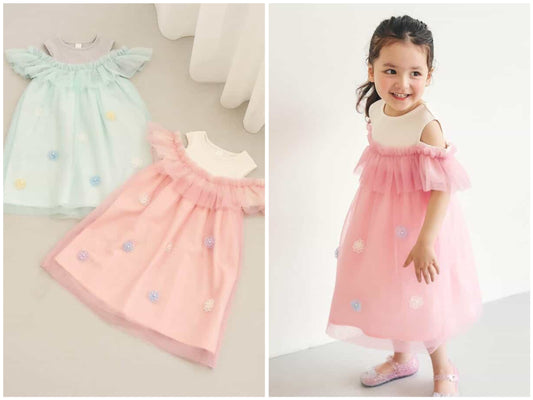 日本童裝 apres les cours 花花薄紗連身裙 80-140cm 女童款 夏季 DRESSES
