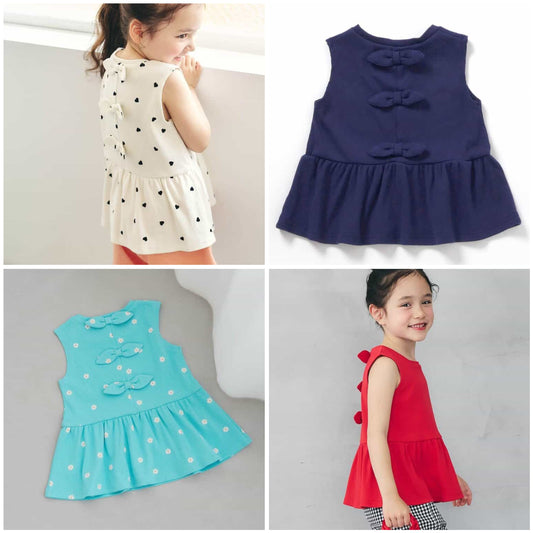 日本童裝 apres les cours 露背緞帶無袖上衣 80-140cm 女童款 夏季 TOPS