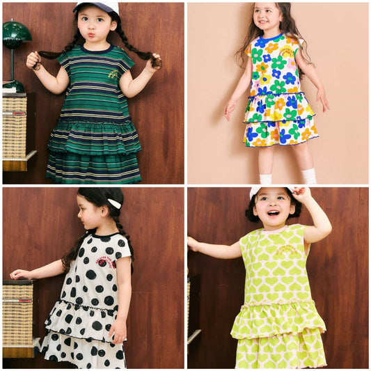 日本童裝 apres les cours 印花荷葉邊連身裙 80-140cm 女童款 夏季 DRESSES