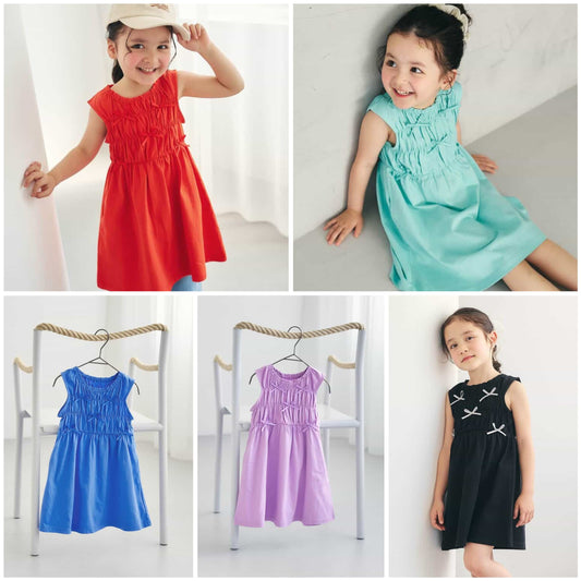 日本童裝 apres les cours 緞帶鏤空連身裙 80-140cm 女童款 夏季 DRESSES