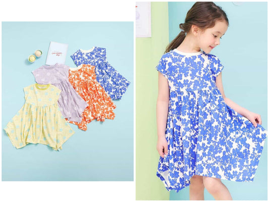 日本童裝 apres les cours 接觸冷感 不對稱下擺連身裙 80-140cm 女童款 夏季 DRESSES
