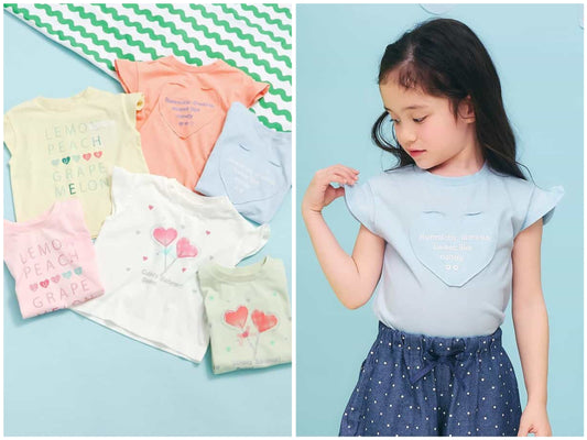 日本童裝 apres les cours 接觸冷感 小飛袖印花上衣 80-140cm 女童款 夏季 TOPS