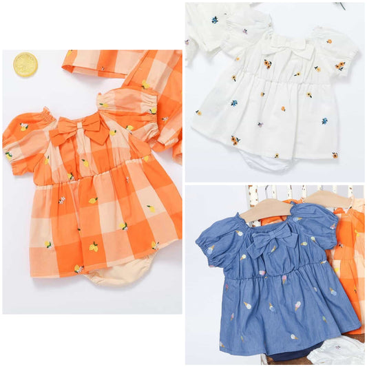 日本童裝 apres les cours 刺繡連衣 70-80cm 女童款 初生嬰兒 夏季 Jumpsuit