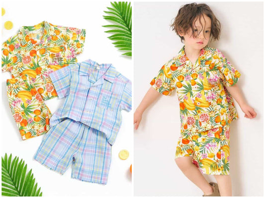 日本童裝 apres les cours 熱帶風情兩件套裝 80-130cm 男童款 夏季 TOPS PANTS