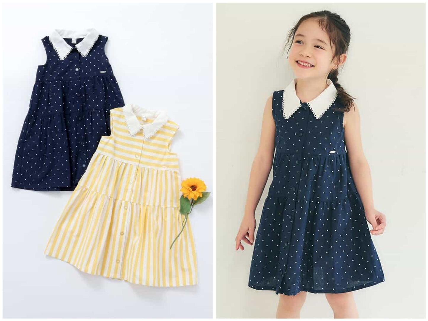 日本童裝 apres les cours 波點條紋襯衫裙 80-140cm 女童款 夏季 DRESSES