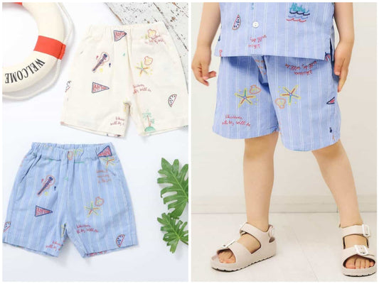 日本童裝 apres les cours 夏季圖案刺繡短褲 80-130cm 男童款 夏季 PANTS