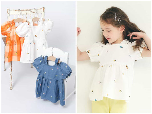 日本童裝 apres les cours 肩帶荷葉邊刺繡上衣 80-140cm 女童款 夏季 TOPS