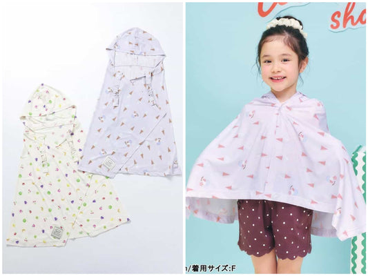 日本童裝 apres les cours 防UV 接觸冷感 連帽披肩 F 女童款 夏季 OUTERWEAR
