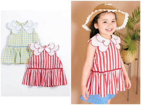 日本童裝 apres les cours 花花領上衣 80-140cm 女童款 夏季 TOPS