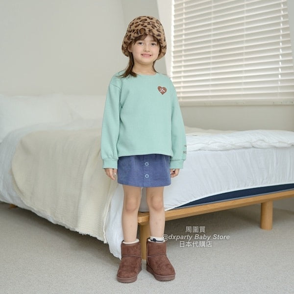 日本童裝 Ly# mine 抓毛 心型刺繡衛衣 100-150cm 女童款 冬季 TOPS 聖誕紅/新年紅