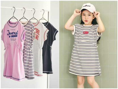 日本童裝 apres les cours 抽繩連身裙 80-140cm 女童款 夏季 DRESSES