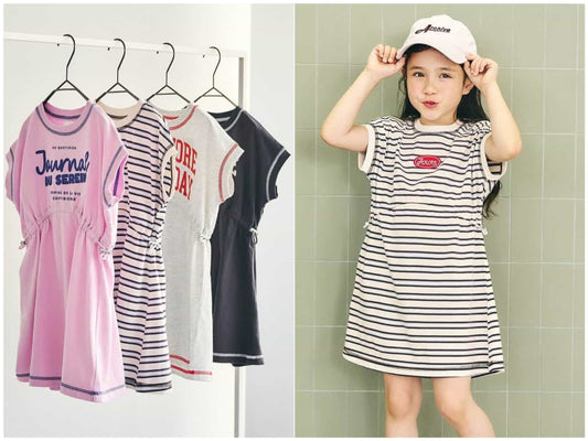 日本童裝 apres les cours 抽繩連身裙 80-140cm 女童款 夏季 DRESSES