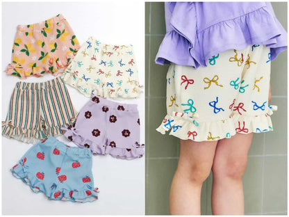 日本童裝 apres les cours 印花荷葉邊短褲 80-140cm 女童款 夏季 PANTS