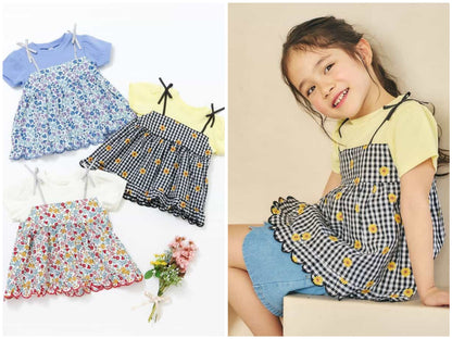 日本童裝 apres les cours 碎花拼接上衣 80-140cm 女童款 夏季 TOPS