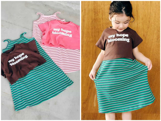 日本童裝 apres les cours 印花短上衣及吊帶連身裙套裝 90-140cm 女童款 夏季 TOPS DRESSES