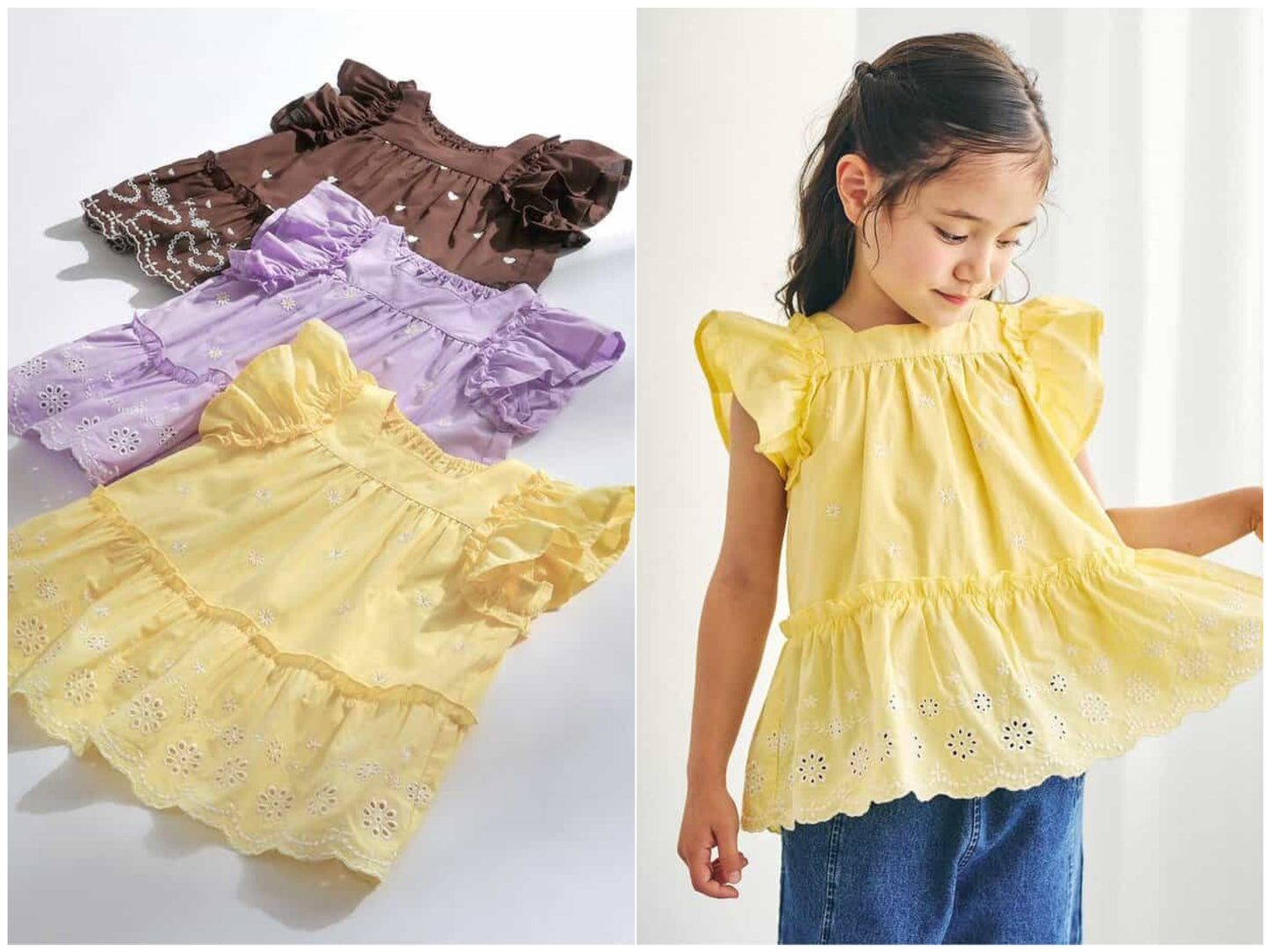 日本童裝 apres les cours 心型花花蕾絲上衣 80-140cm 女童款 夏季 TOPS