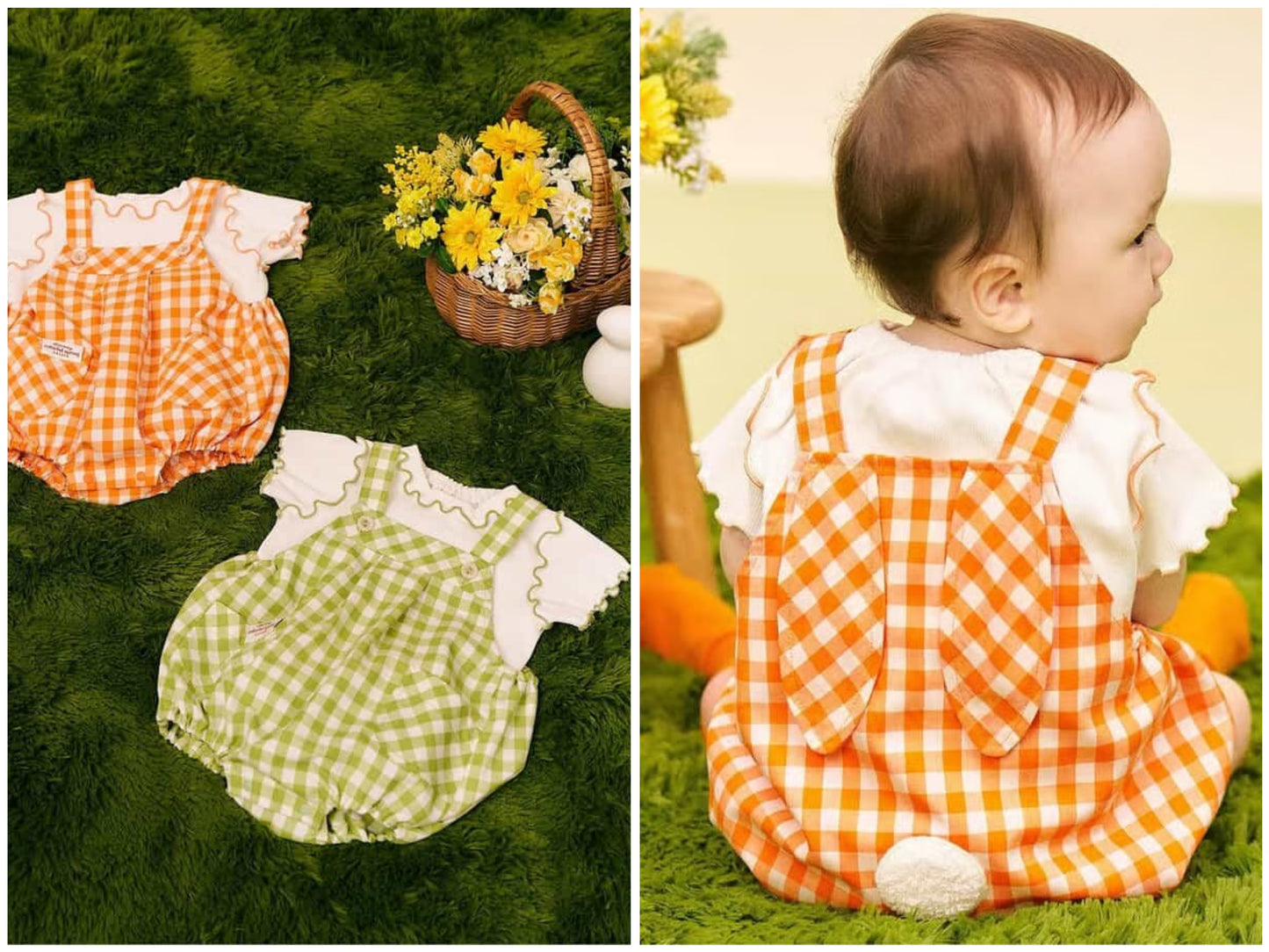 日本童裝 apres les cours little bunny 兔耳朵連衣 70-80cm 男童款/女童款 初生嬰兒 夏季 Jumpsuit