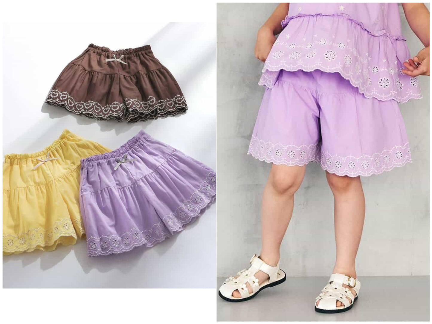 日本童裝 apres les cours 心型花花蕾絲短褲 80-140cm 女童款 初生嬰兒 夏季 PANTS